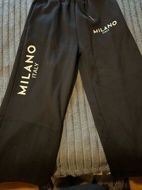Milano Black Sweatpants with White Logo Accents